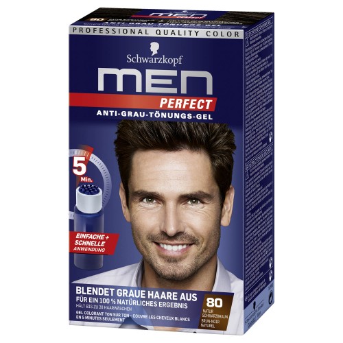 Ανδρική βαφή μαλλιών Schwarzkopf Professional Men Perfect Νο 80 Φυσικό Μαύρο Καστανό 40ml